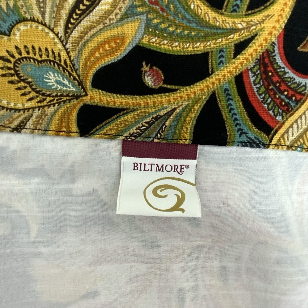 Biltmore Belk Floral Paisley Window Valances Set of 2 Black Multi‎ Cotton Blend - Picture 14 of 14